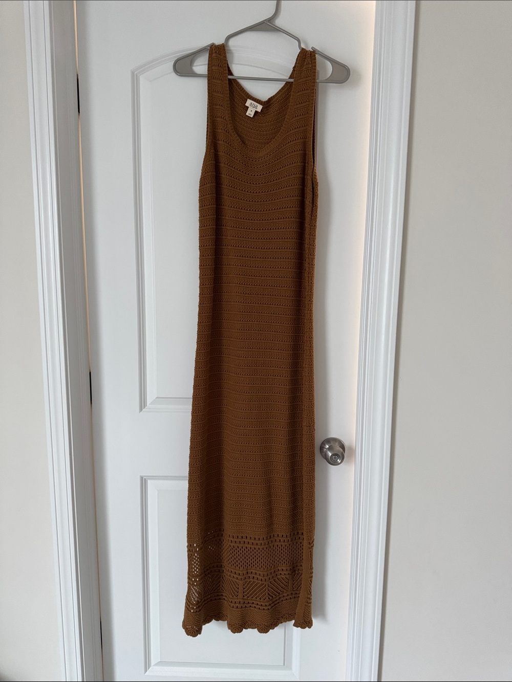 A.N.A Brown Crochet Knit Maxi Dress Boho Sleeveless